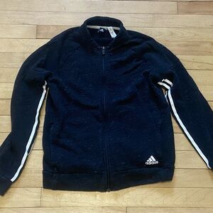 Women’s Small Adidas Full Zip up Sweatshirt Black and White Speckled with Pocket